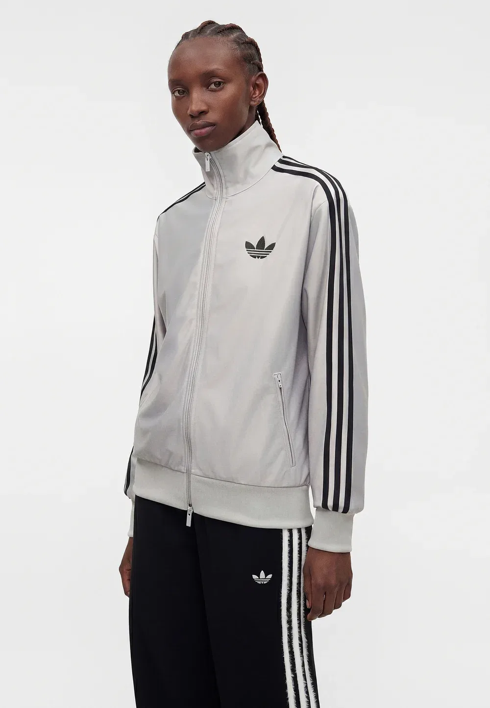 Свободная толстовка Firebird на молнии Adidas Originals, Grey Two/Black — фото 4