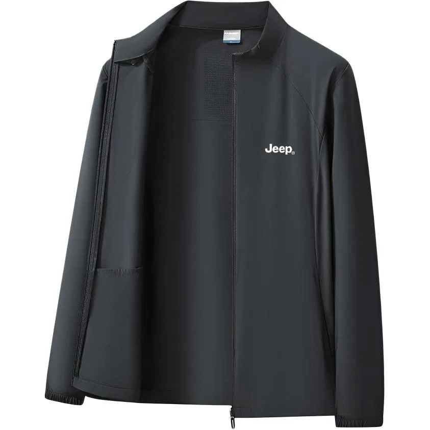 Детская куртка для защиты от солнца с длинным рукавом, прямая, Jeep, Black Shrimp Green