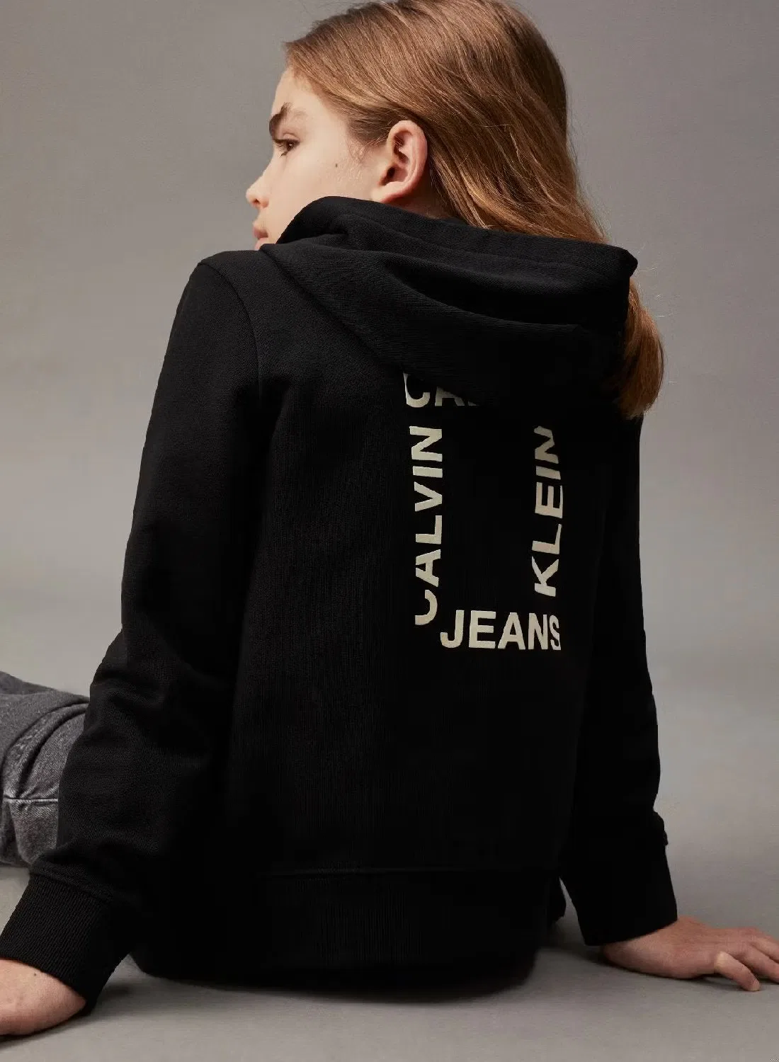 Худи с логотипом на молнии Logo terry Calvin Klein Jeans, черный — фото 3
