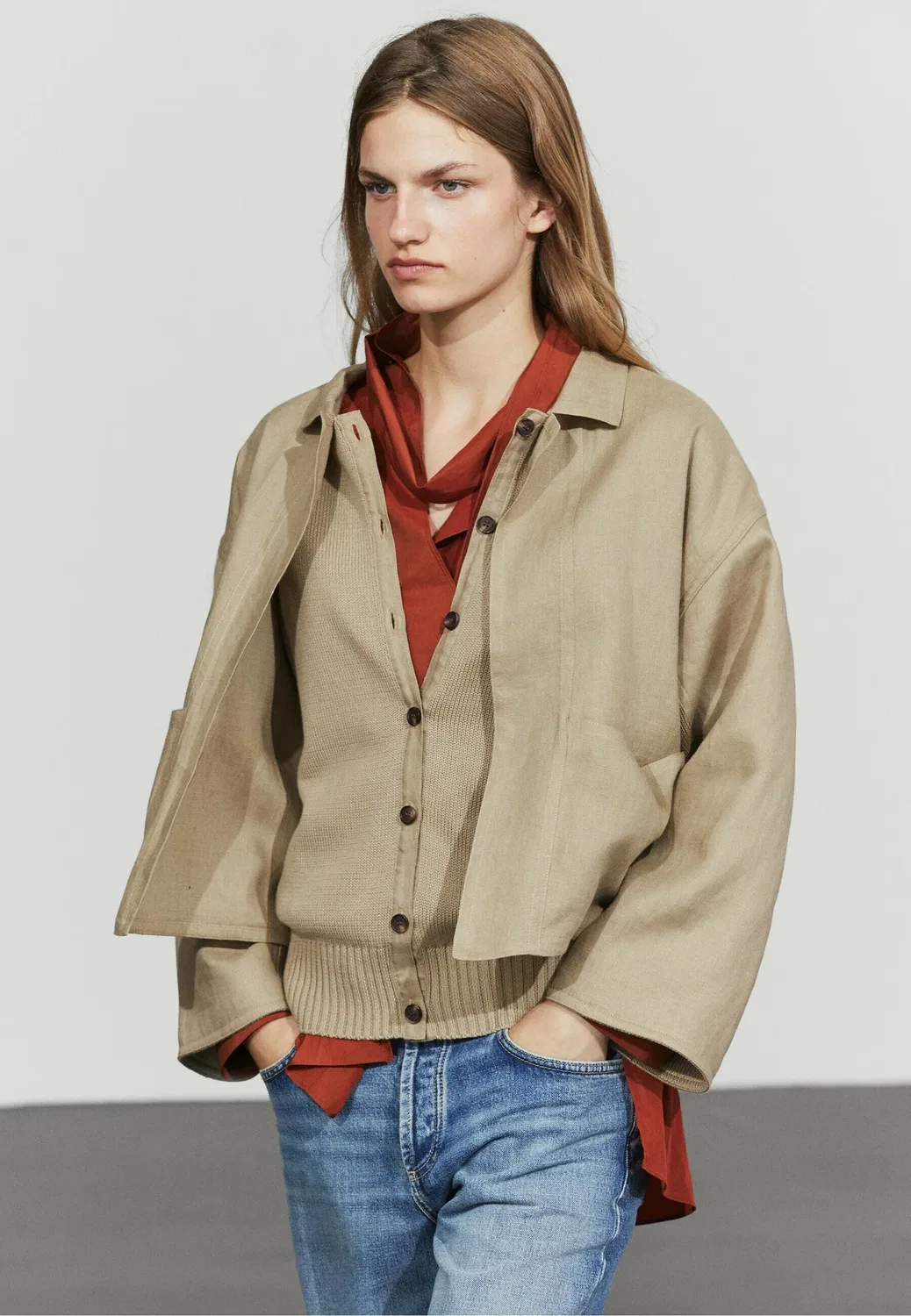 Кардиган с карманами Massimo Dutti, Brown