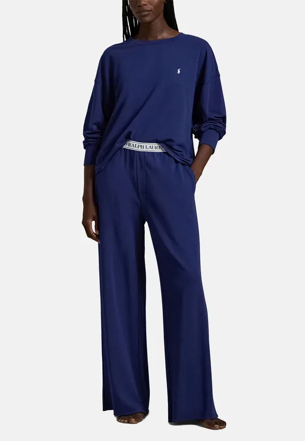 Комплект пижамы хлопковый Wide leg, Polo Ralph Lauren, темно-синий