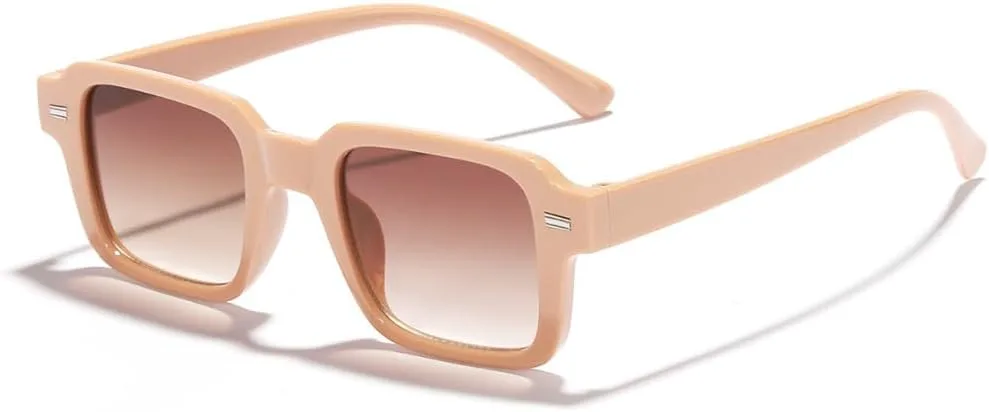 

Модные квадратные солнцезащитные очки в бело-розовой оправе с коричневыми градиентными линзами, минималистичный дизайн и защита от УФ-излучения ENSARJOE, Pink/Brown