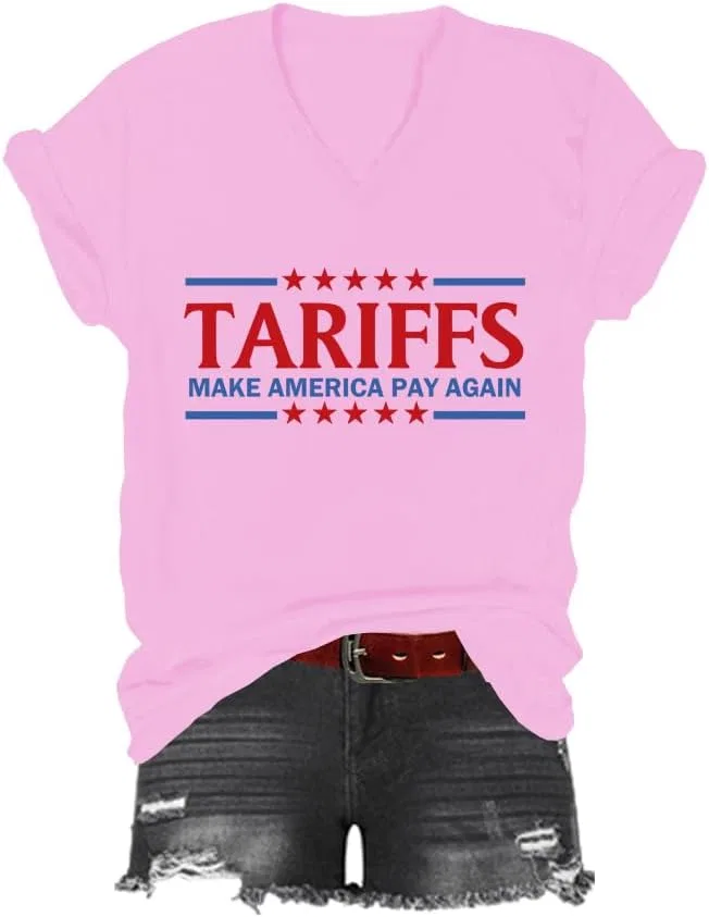 Мужская футболка с принтом Tariffs Make America Pay Again, Pink