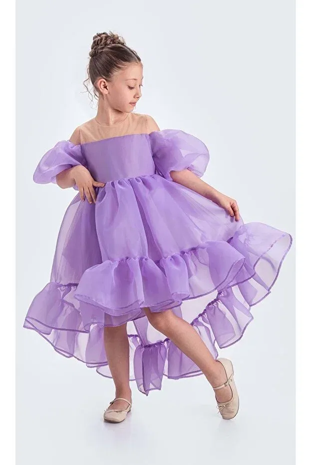 Детское платье для девочек с воланами Arisvi girl's evening dress m00738 lila Mnk Baby&Kids, Lila — фото 4