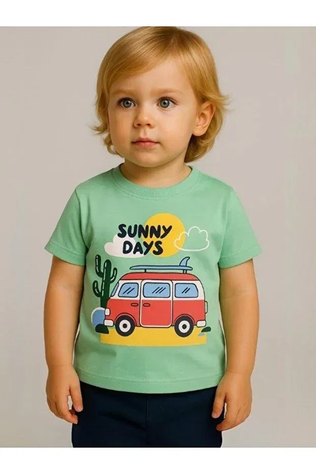 Детская футболка для мальчиков с принтом Sunny Days Zekids, Green
