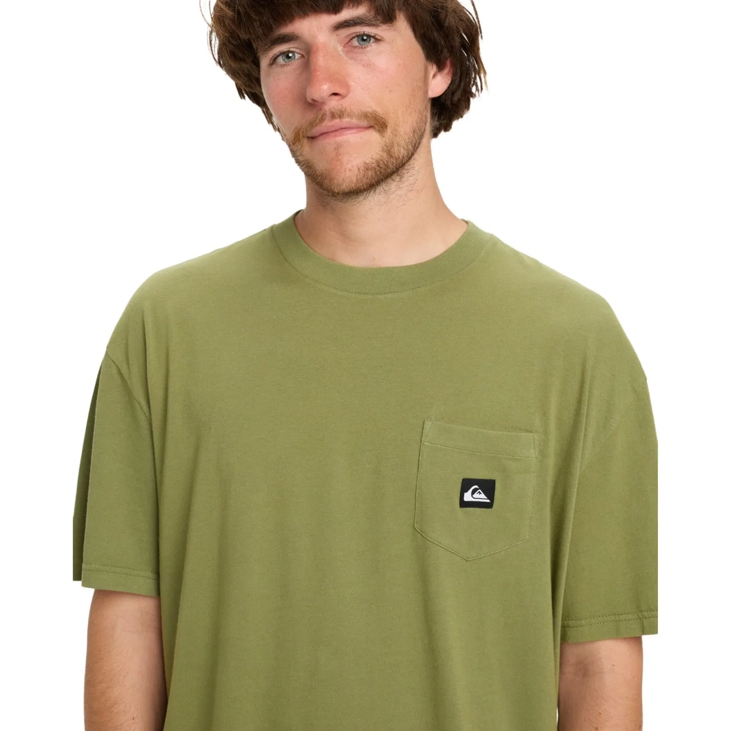 Детская хлопковая футболка с нагрудным карманом Quiksilver, Loden Green — фото 3