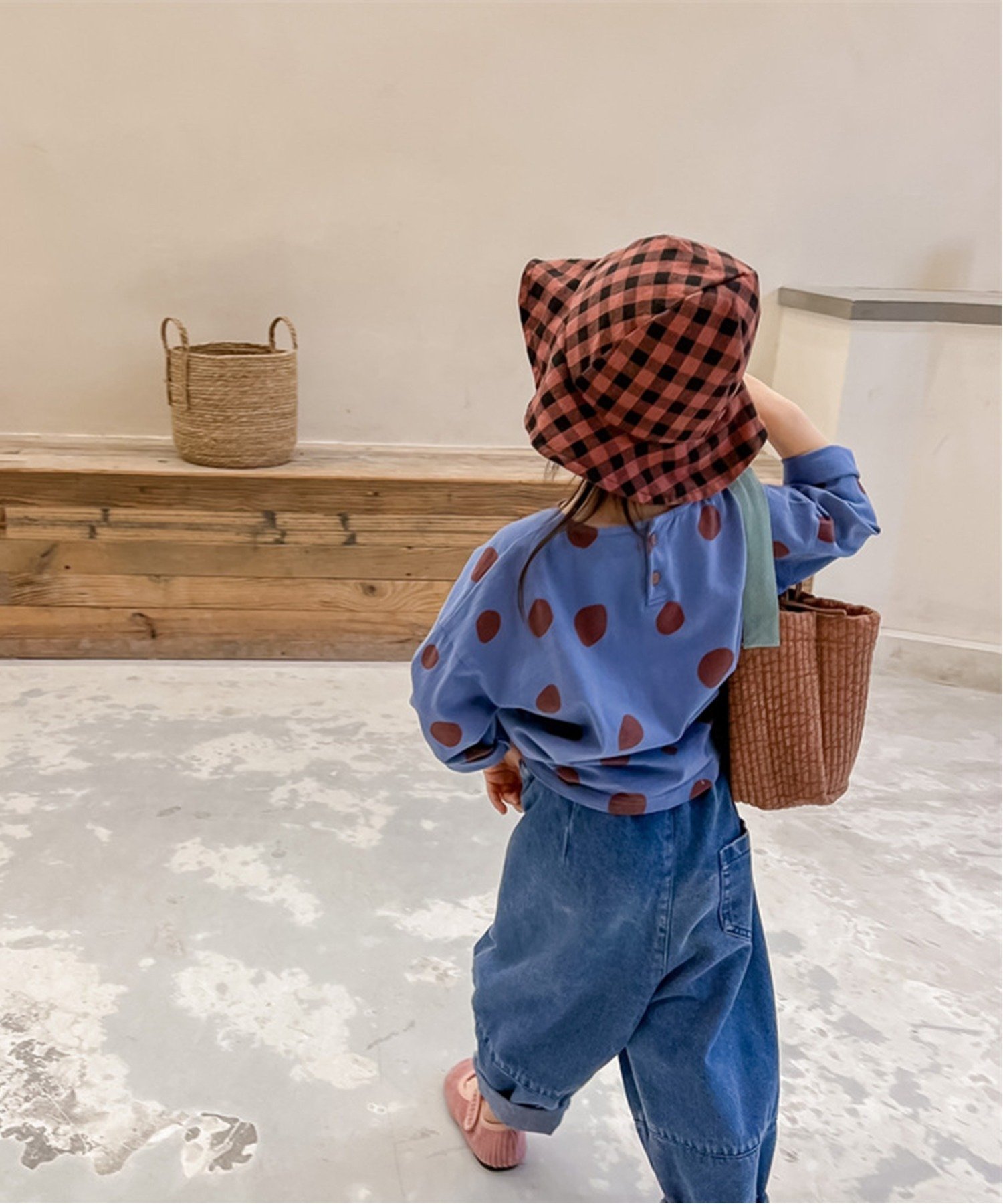 Милая блузка в горошек в ретро-стиле Aimoha Kids, blue — фото 4