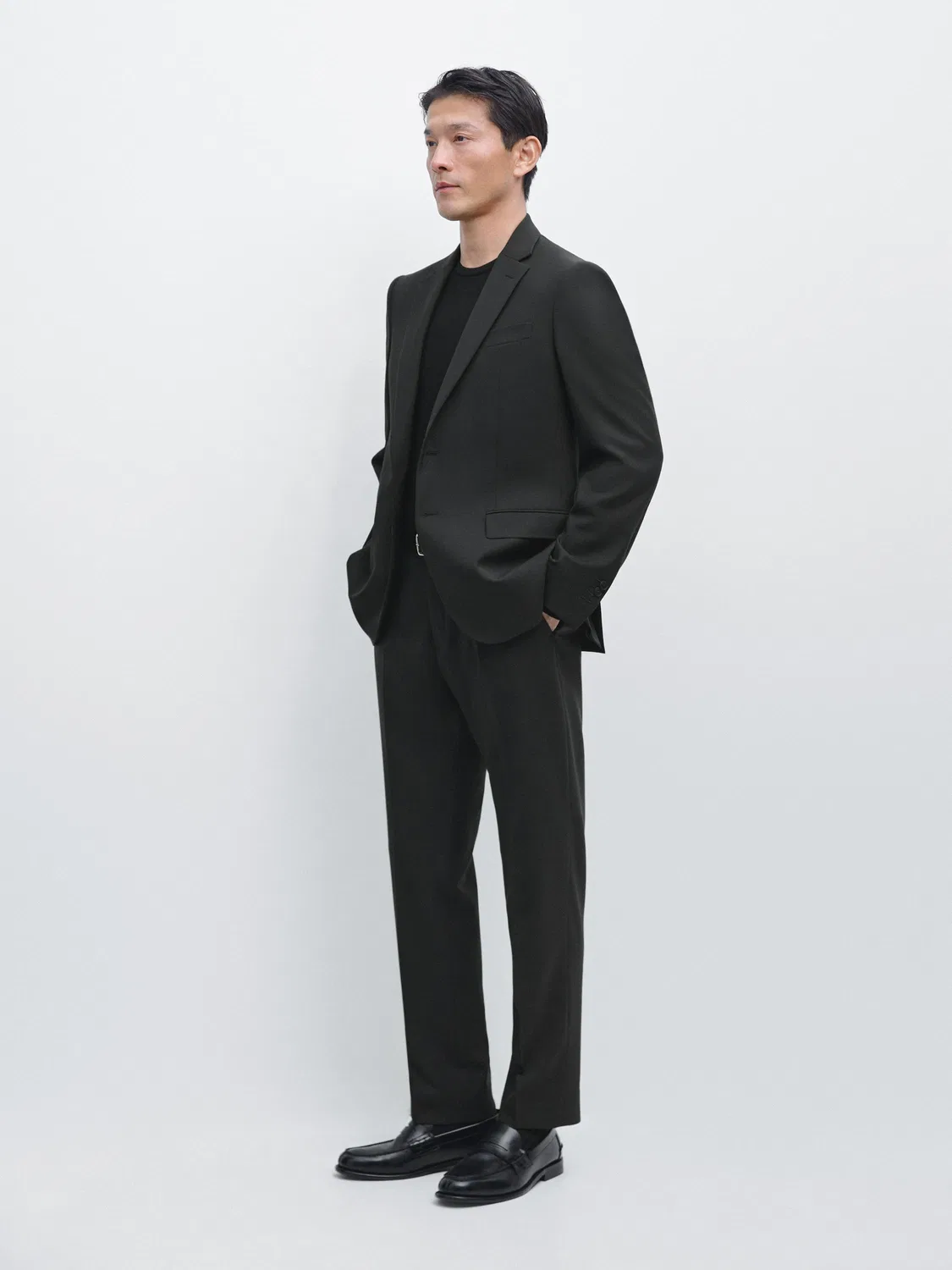 Брюки от костюма из 100% шерсти Massimo Dutti, черный