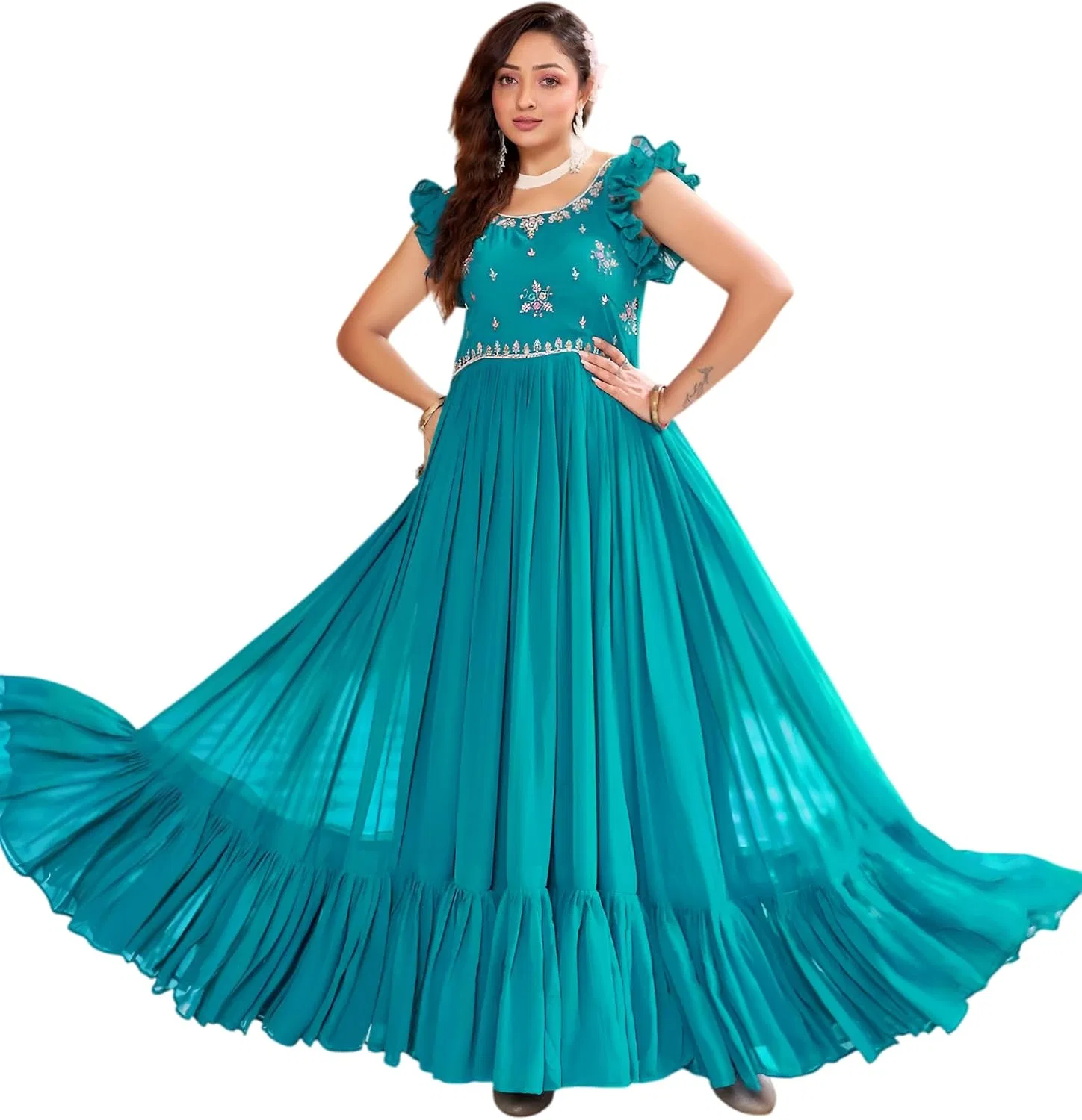 Женский анаркали с зari-sequins вышивкой Henith Collection