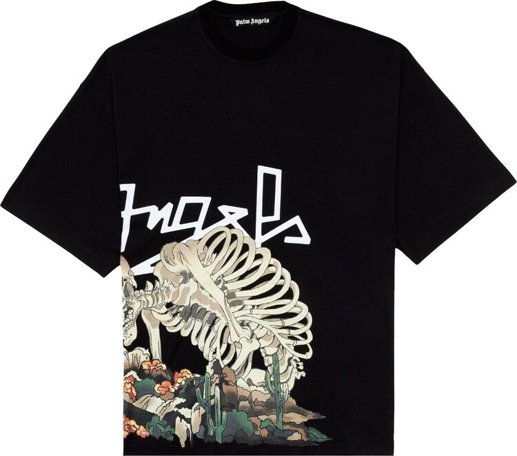 

Футболка Palm Angels Desert Skull Over Tee 'Black/Multicolor', черный