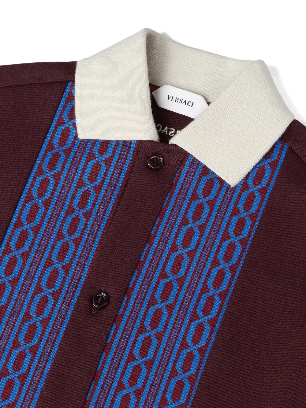 Рубашка с жаккардовым узором Milano stitch и вышитым логотипом Versace, красный — фото 3