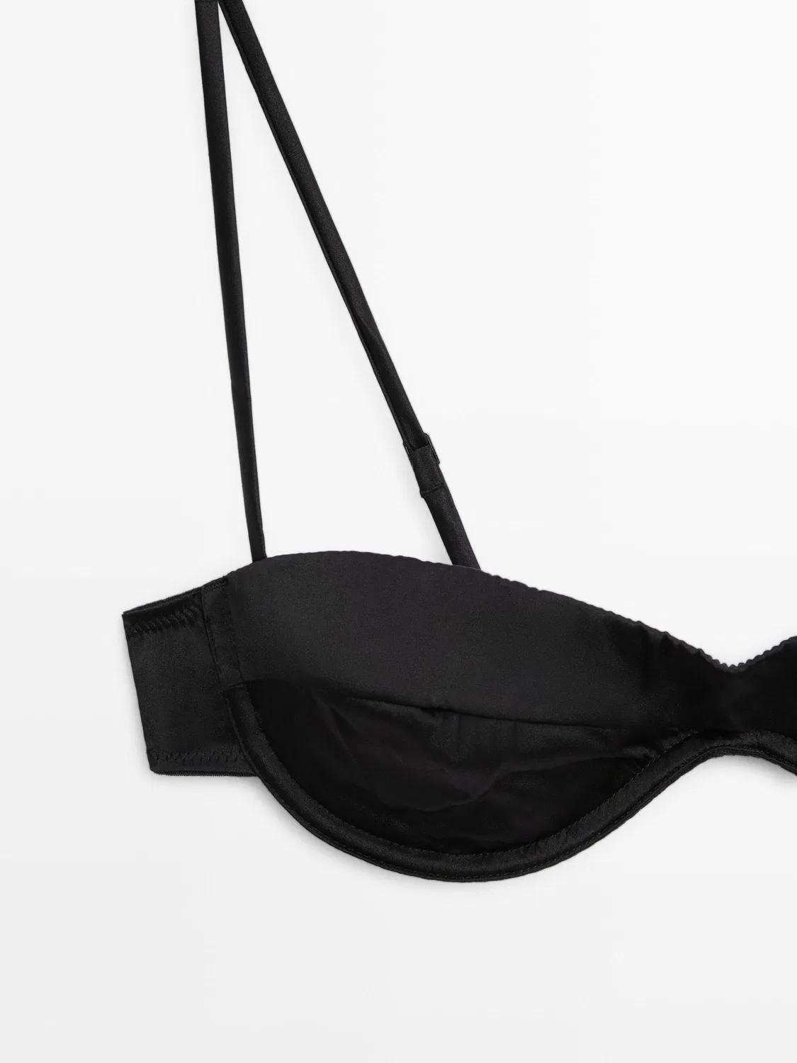 Топ-бандо Massimo Dutti, с косточками и декоративными швами, черный — фото 4