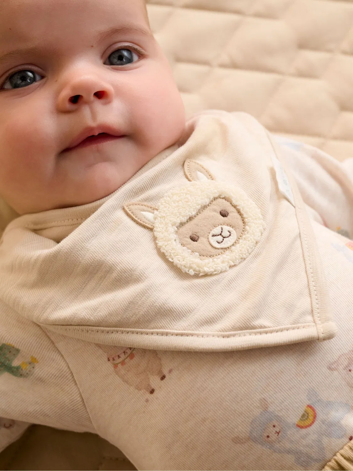 Комплект из боди и леггинсов, с принтом Purebaby, бежевый — фото 2