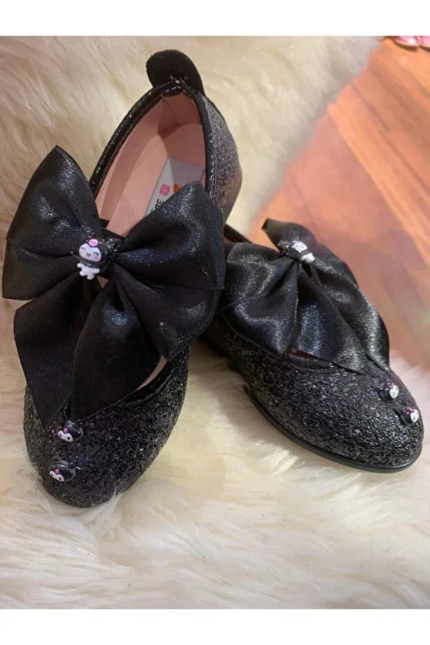 Детские балетки для девочек с принтом Kuromi black ballet flats 3B Kids, Black — фото 4