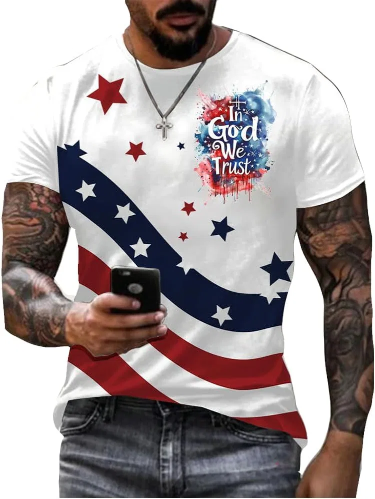 Мужская футболка с принтом In God We Trust Patriotic, White