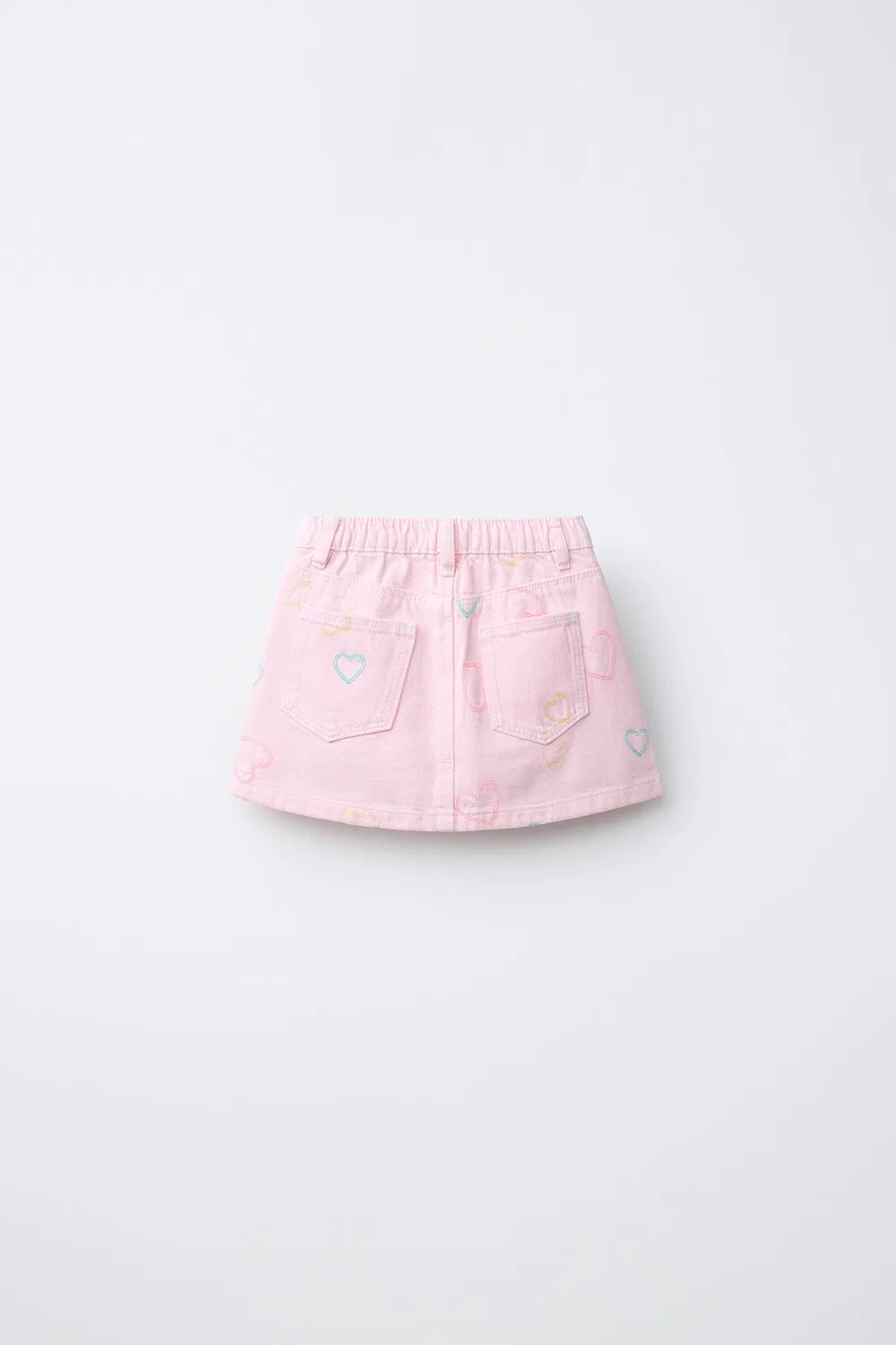 Юбка из саржи с вышитыми сердечками ZARA, Pink — фото 2