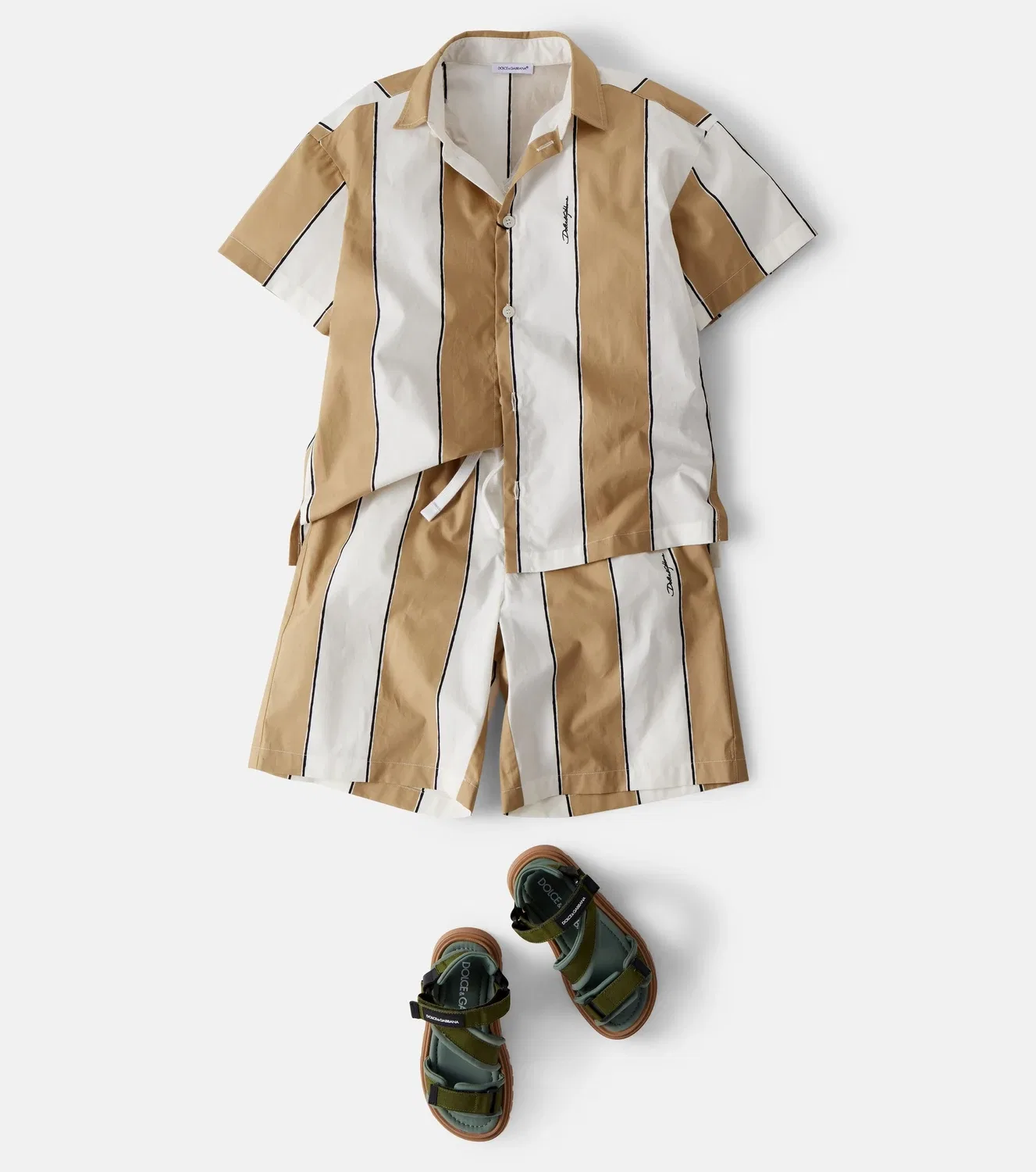 Рубашка для боулинга с длинным рукавом Dolce&Gabbana Kids, бежевый — фото 2