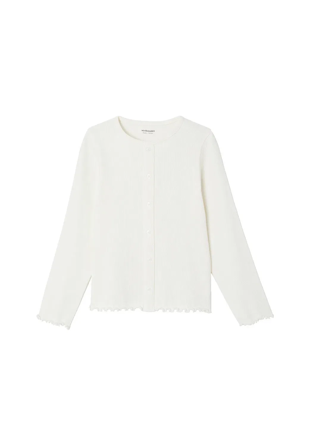 Langarmshirt aus ripp mädchen, zierknopfleiste - топ с длинными рукавами Vertbaudet, Wollweiß
