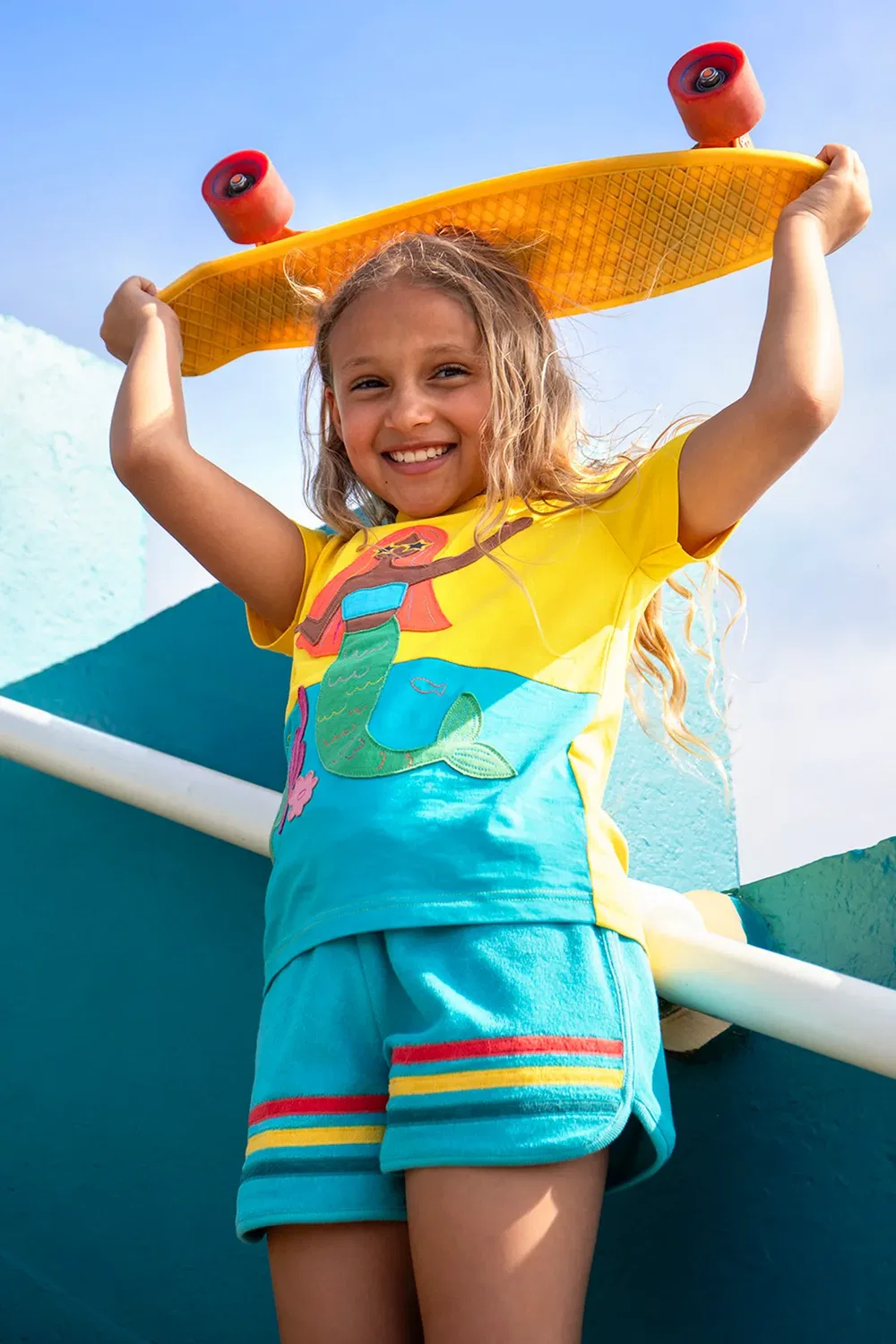 Детская футболка с панелью Poldhu Frugi, Yellow — фото 2