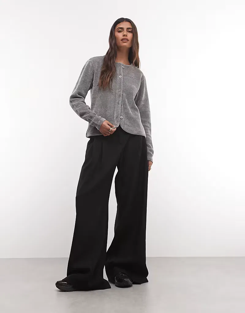 Кардиган Adidas Originals из синели, серый