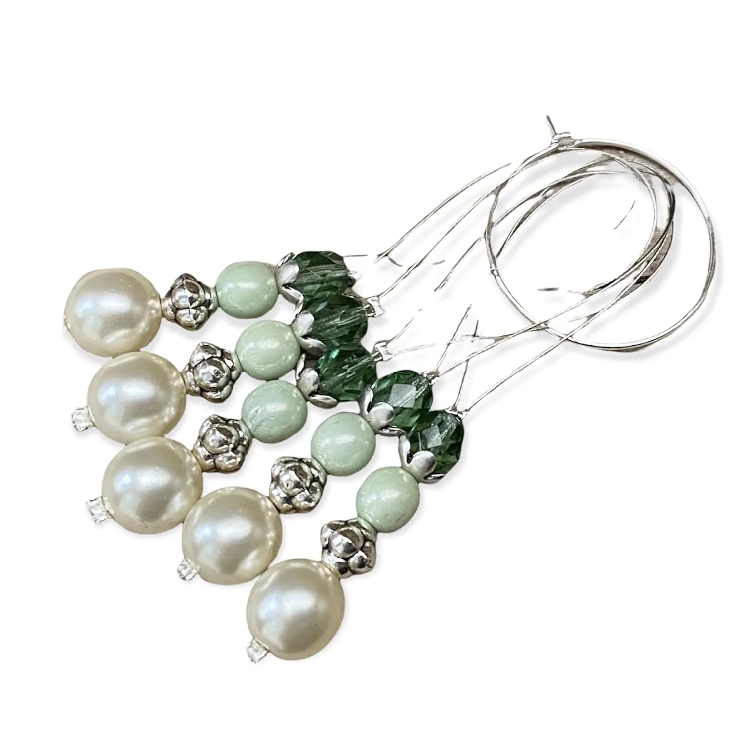Набор маркеров для вязания, Bohemian Glass Beads, 5 шт, Mint Cream Emerald Generic