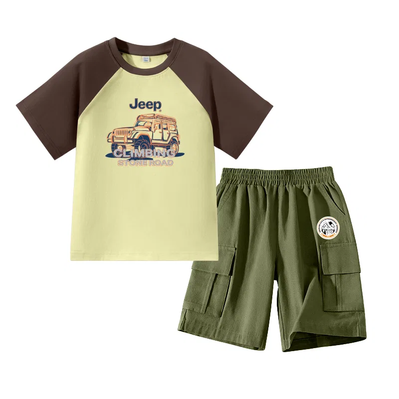 Детский спортивный комплект с принтом Jeep, цвет Camo/E Off-Road Vehicle Military Green/E Round Logo K