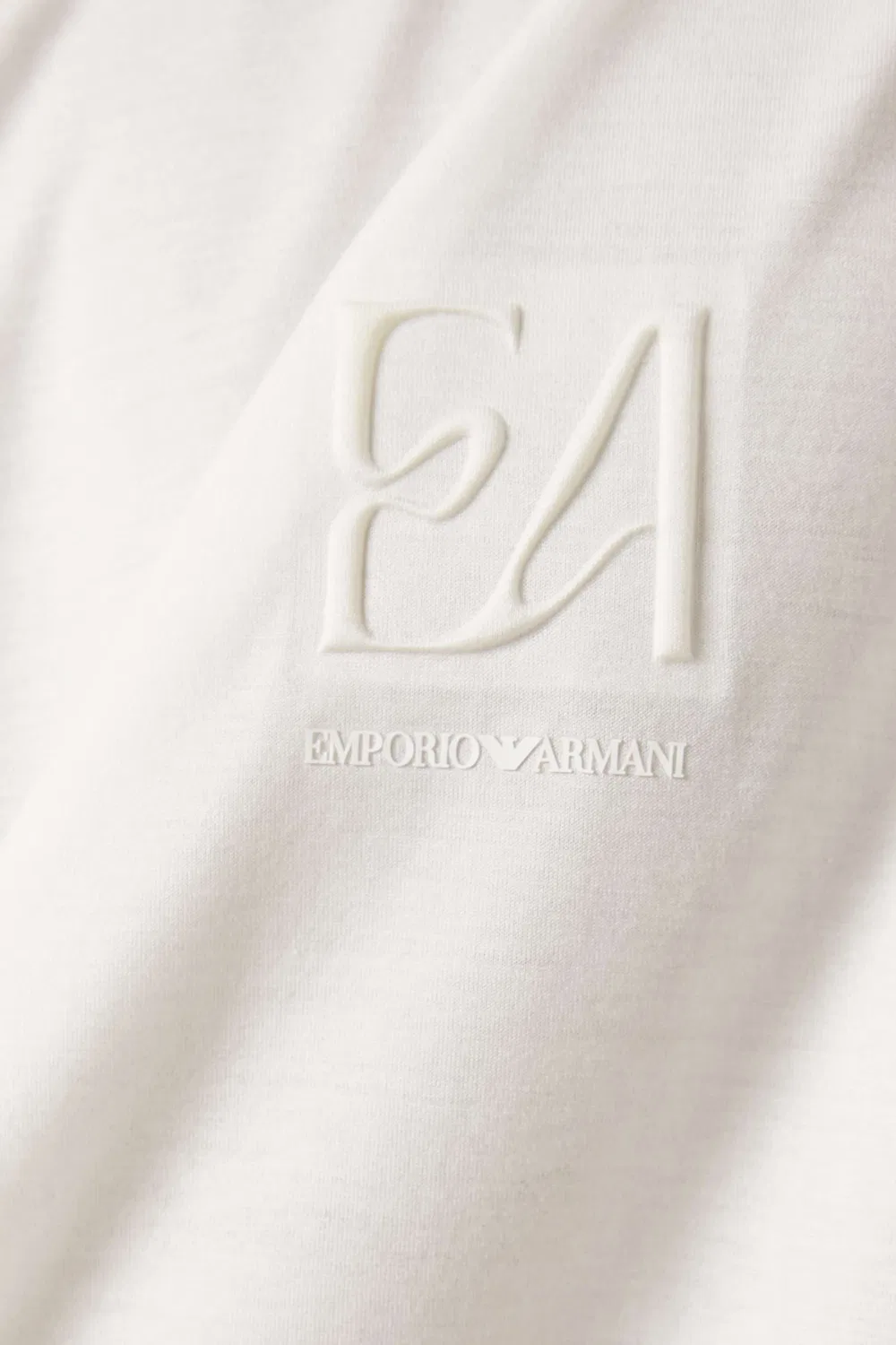 Футболка с коротким рукавом с вышитым логотипом Emporio Armani, белый — фото 4