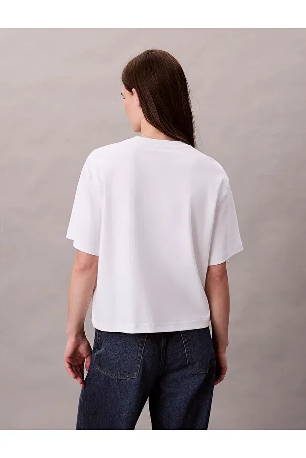 Женская футболка с коротким рукавом с вышивкой Calvin Klein, White — фото 4
