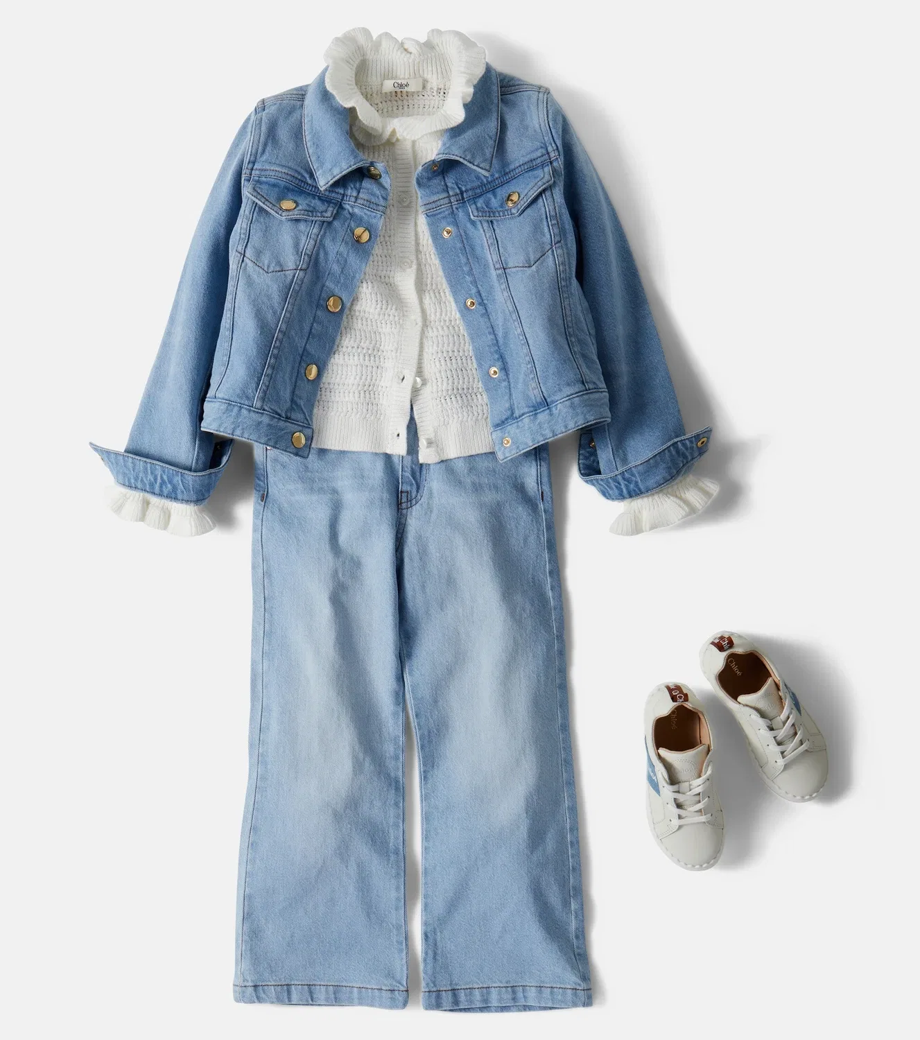 Легкая куртка джинсовая Chloé Kids, Bleach — фото 2