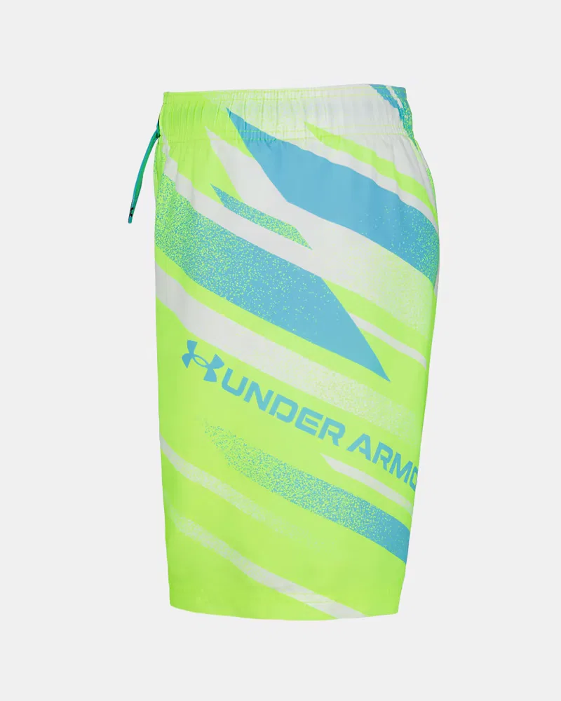 Шорты для плавания 15 см быстросохнущие UPF 50+ UA Speed Eng UnderArmour, High Vis Yellow/Fresco Blue — фото 4