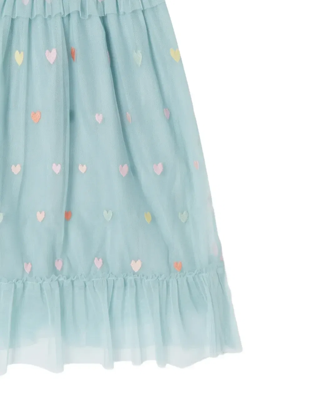 Платье с вышивкой в форме сердца и оборками Stella McCartney Kids, синий — фото 4