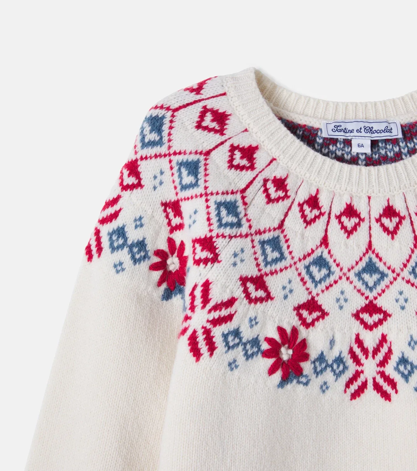 Свитер шерстяной с узором Fair Isle, Tartine Et Chocolat, белый — фото 4