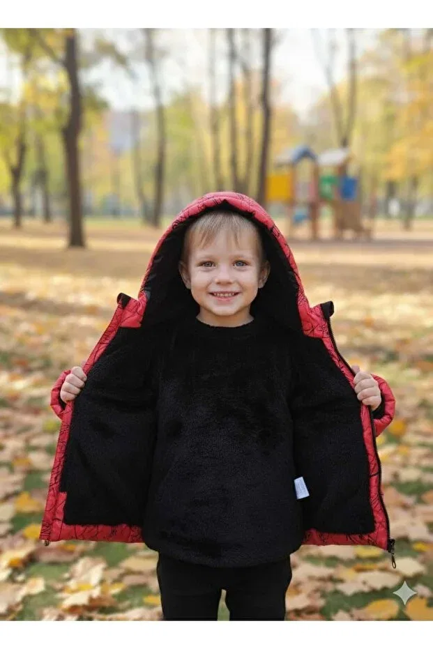 Детское пальто для девочек с принтом Dublino Kids, Red — фото 4