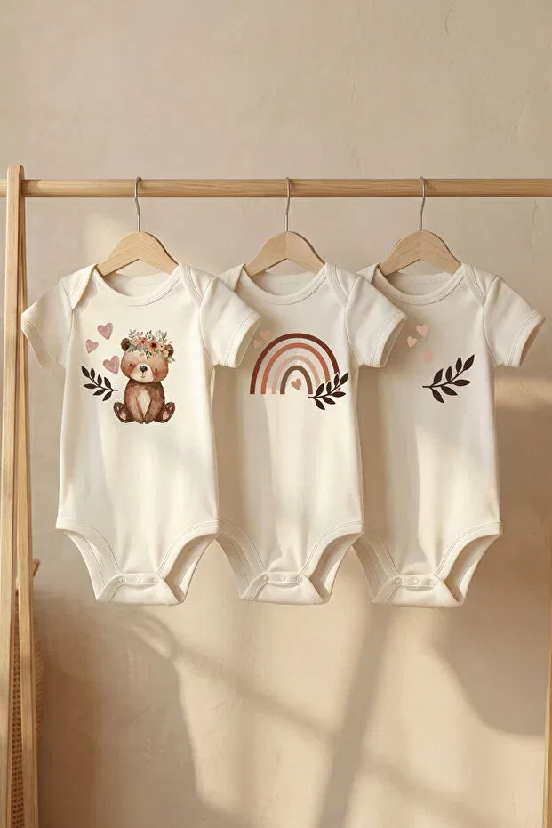 Детское боди с коротким рукавом Teddy Bear And Rainbow Liljoy, Teddy Bear And Rainbow