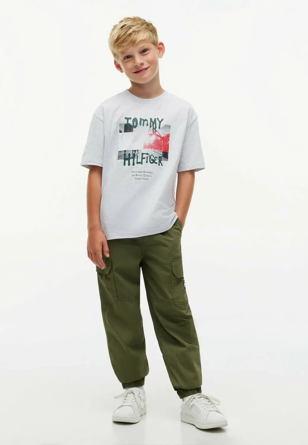Футболка с логотипом в стиле граффити - футболка с принтом Tommy Hilfiger, Grey Heather