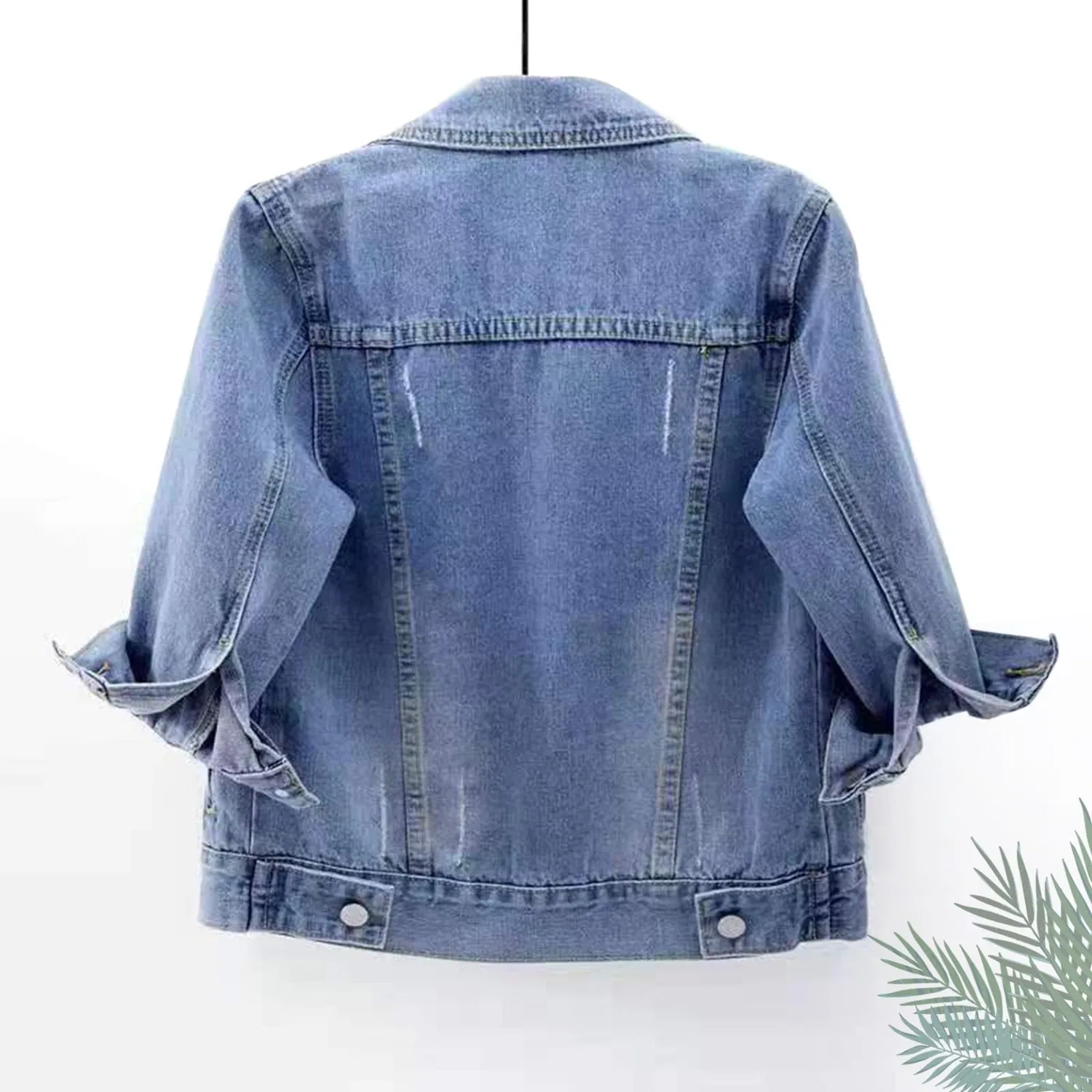 Женская джинсовая куртка с рукавом 3/4, Light denim — фото 3