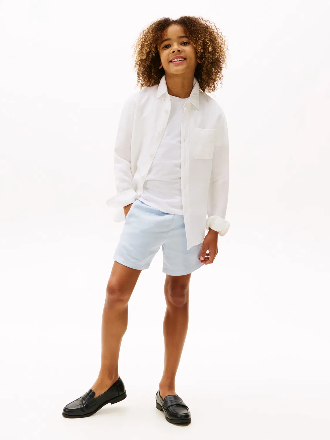 Детская рубашка для мальчиков льняная Tommy Hilfiger, Blanco — фото 4