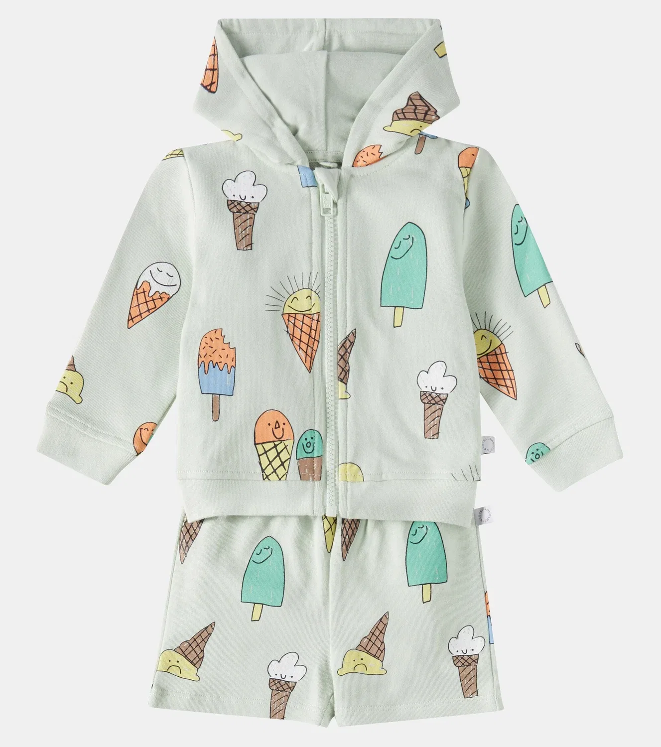 Комплект из флисового свитшота и шорт с принтом для малышей Stella Mccartney Kids, зеленый — фото 2
