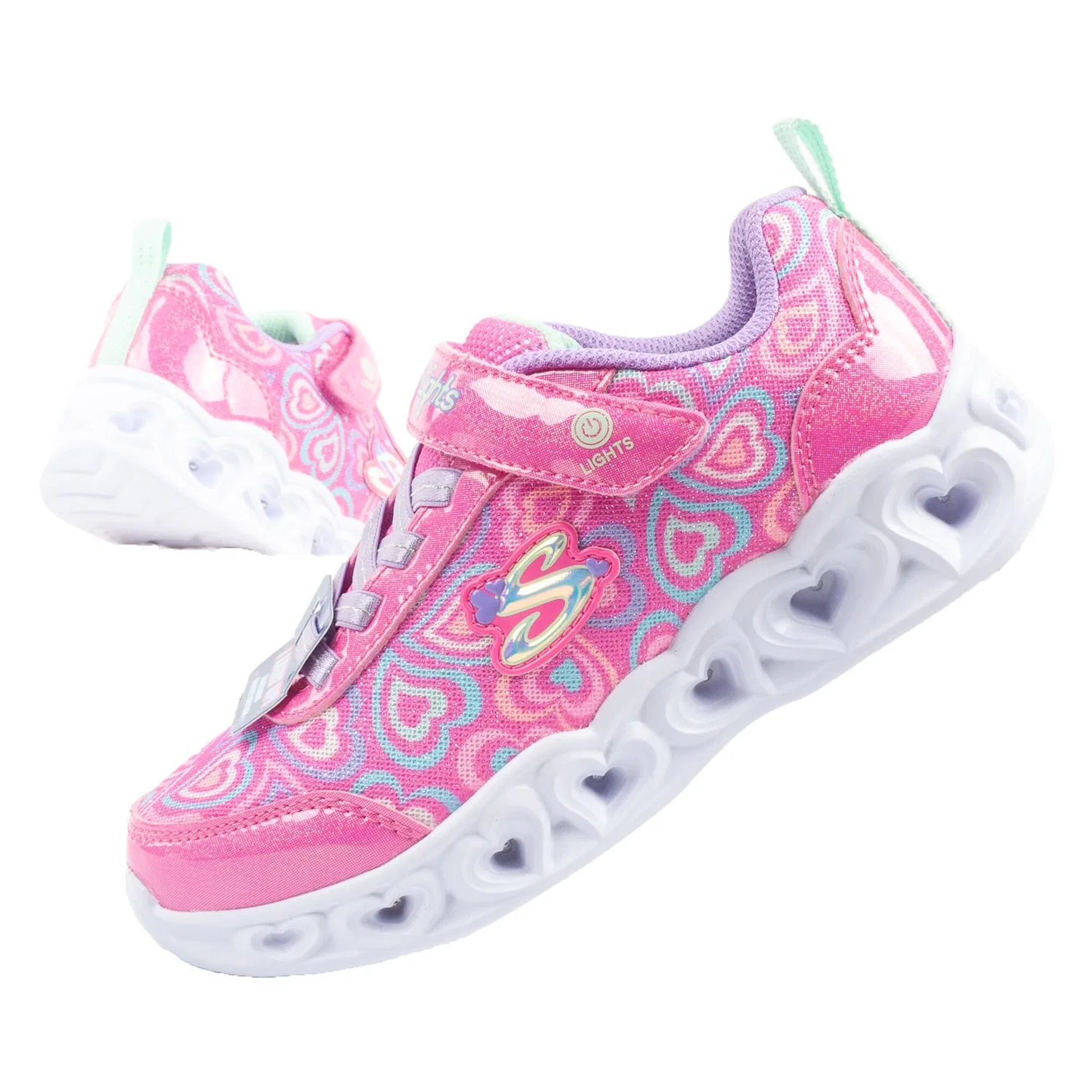 Детские спортивные кроссовки с LED-подсветкой Skechers S Lighs-Heart, Rosa