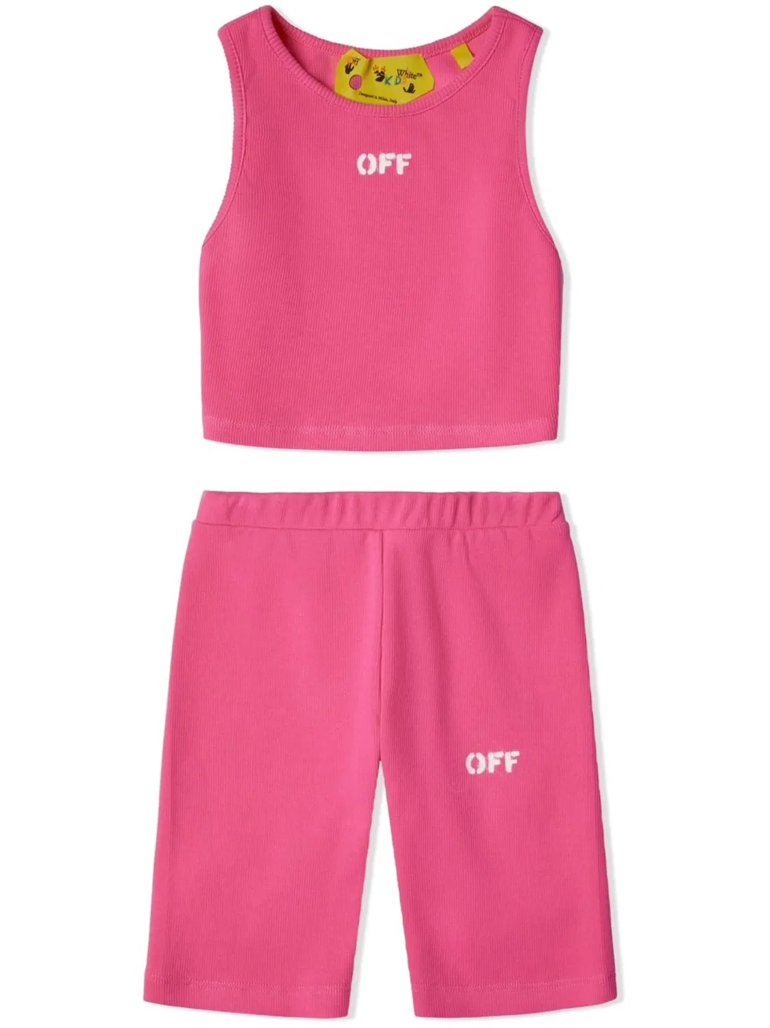 Шорты из хлопкового джерси с логотипом OFF-WHITE, розовый — фото 4