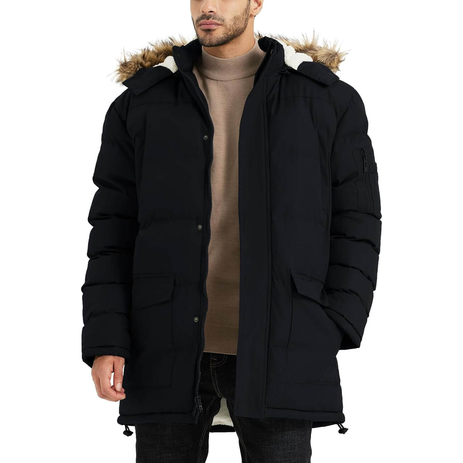 

Парка Jaweru Long Winter Warm Insulated Fleece, черный