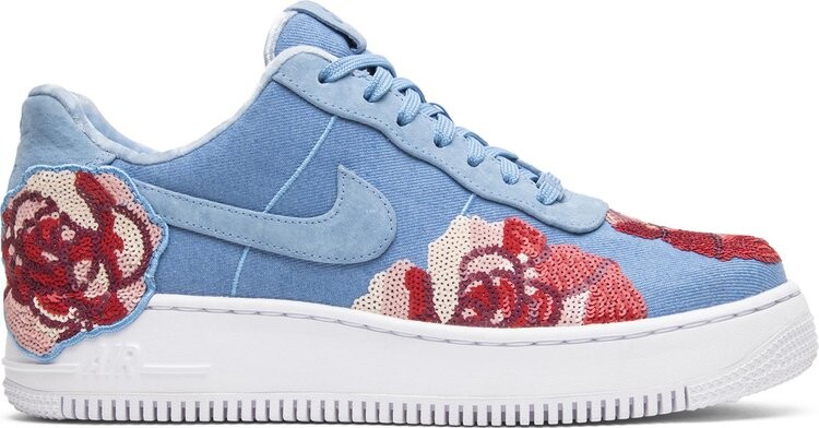 Кроссовки Nike Wmns Air Force 1 Floral Sequin, голубой