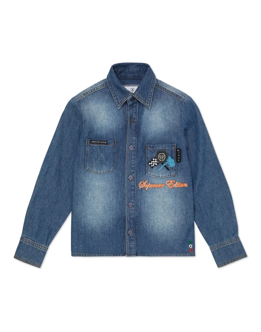 Куртка Philipp Plein Between-Season Jacket 'Racing' темно-синего цвета