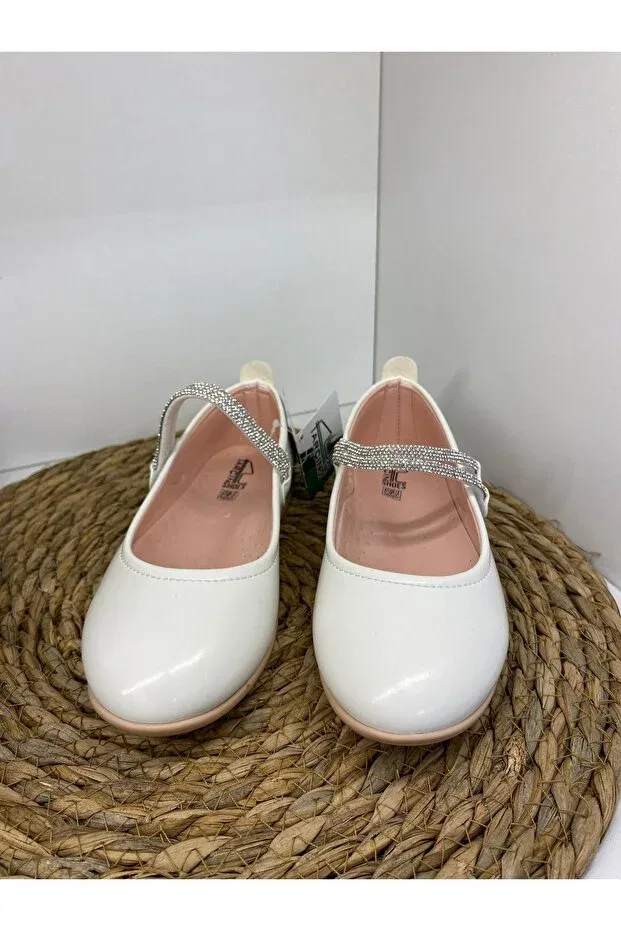 Детские балетки для девочек искусственная кожа Stoned ballerinas Maxxi, White — фото 2