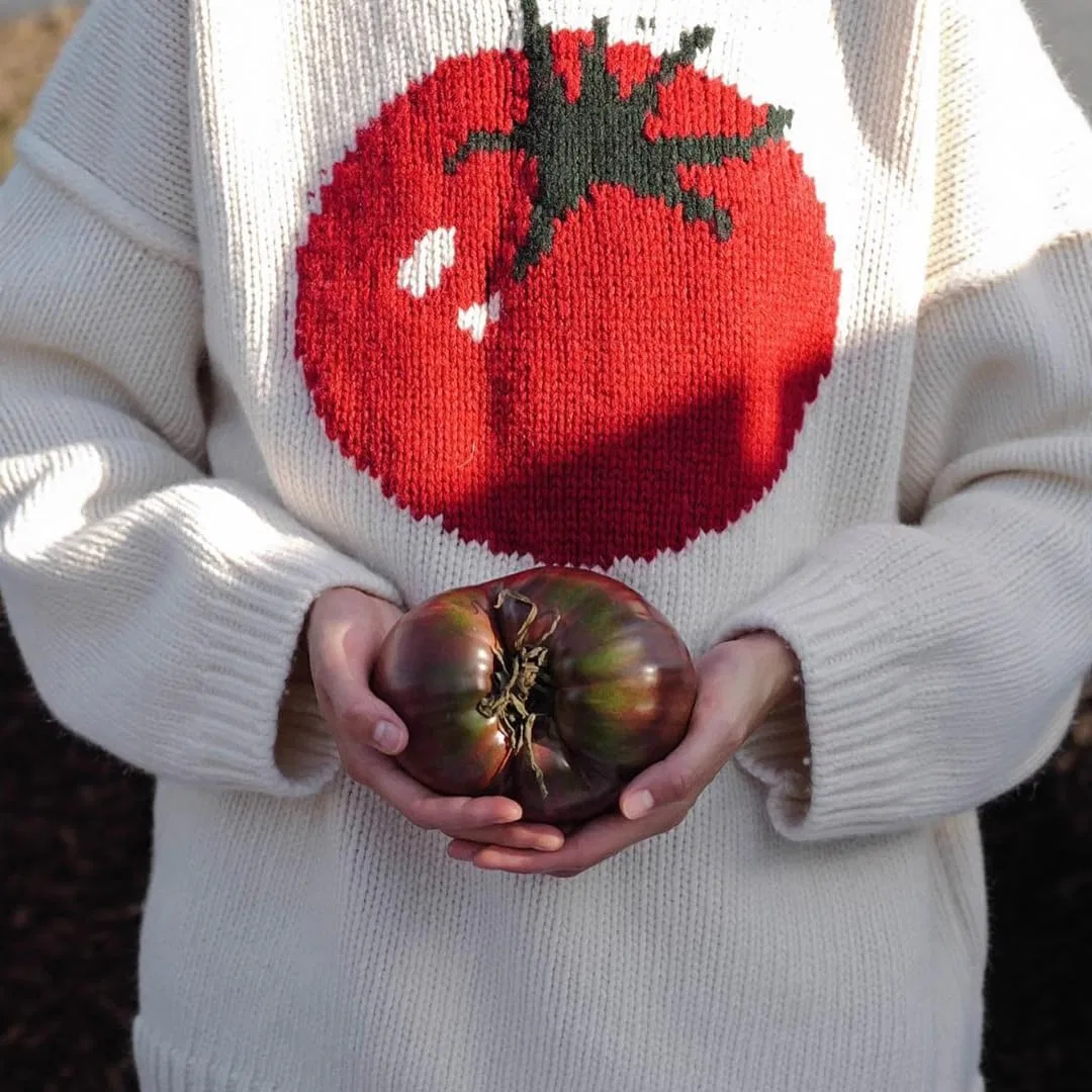 Женский свитер с вышивкой Tomato Pattern, молочно-белый — фото 2