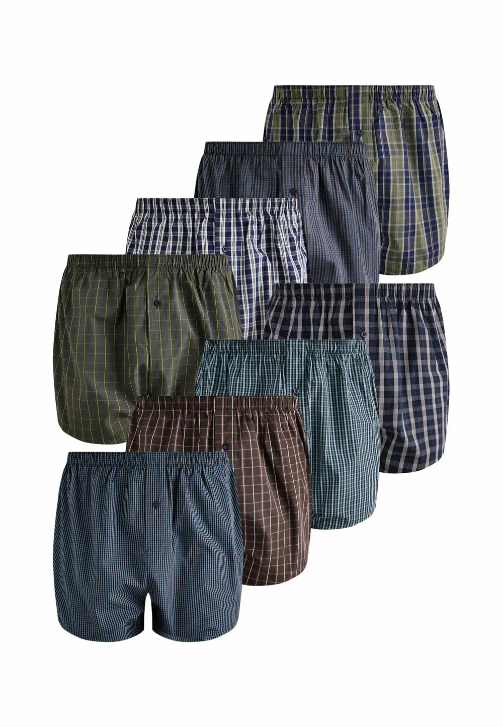 8 пар боксерских трусов Next, Navy Green Check