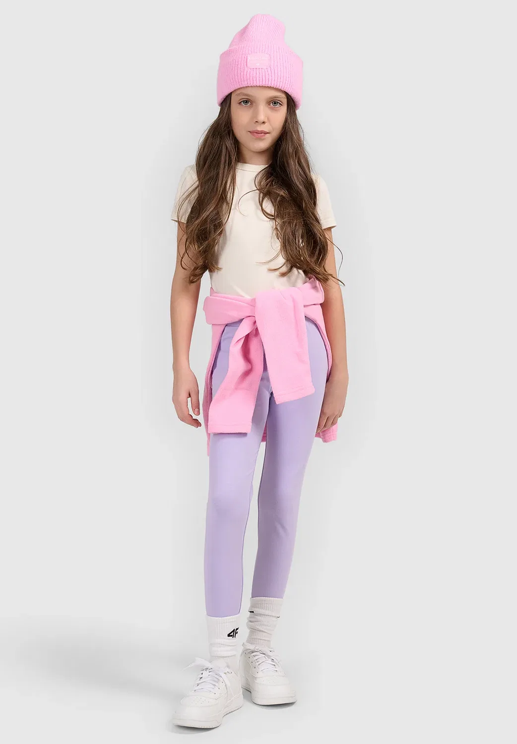 Legginsy dzianinowe dziewczęce - czarne 140 (9-10 лат) - леггинсы 4F, Violet