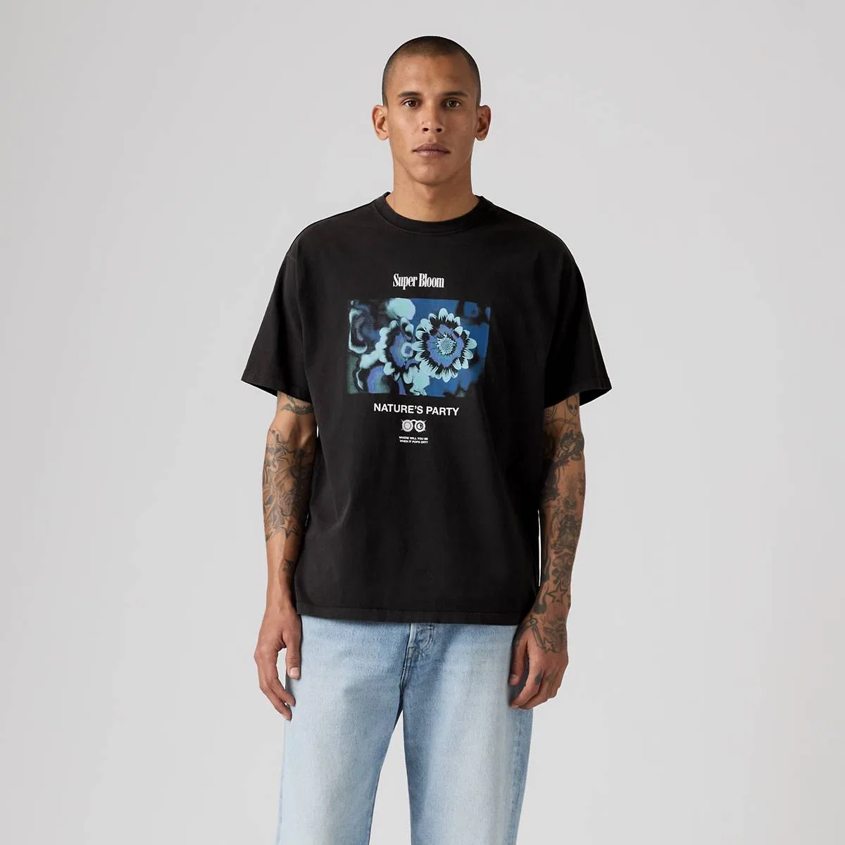 Винтажная футболка с графическим принтом Levi's, Super Bloom Jet Black - Black — фото 3