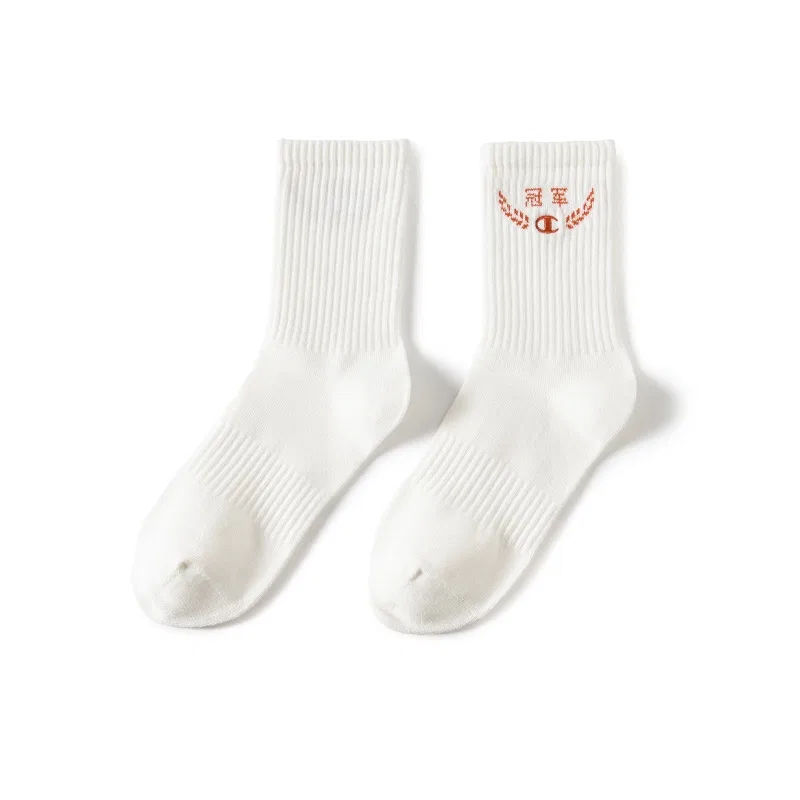 Детские носки с принтом Champion, Milk White/Clay Red