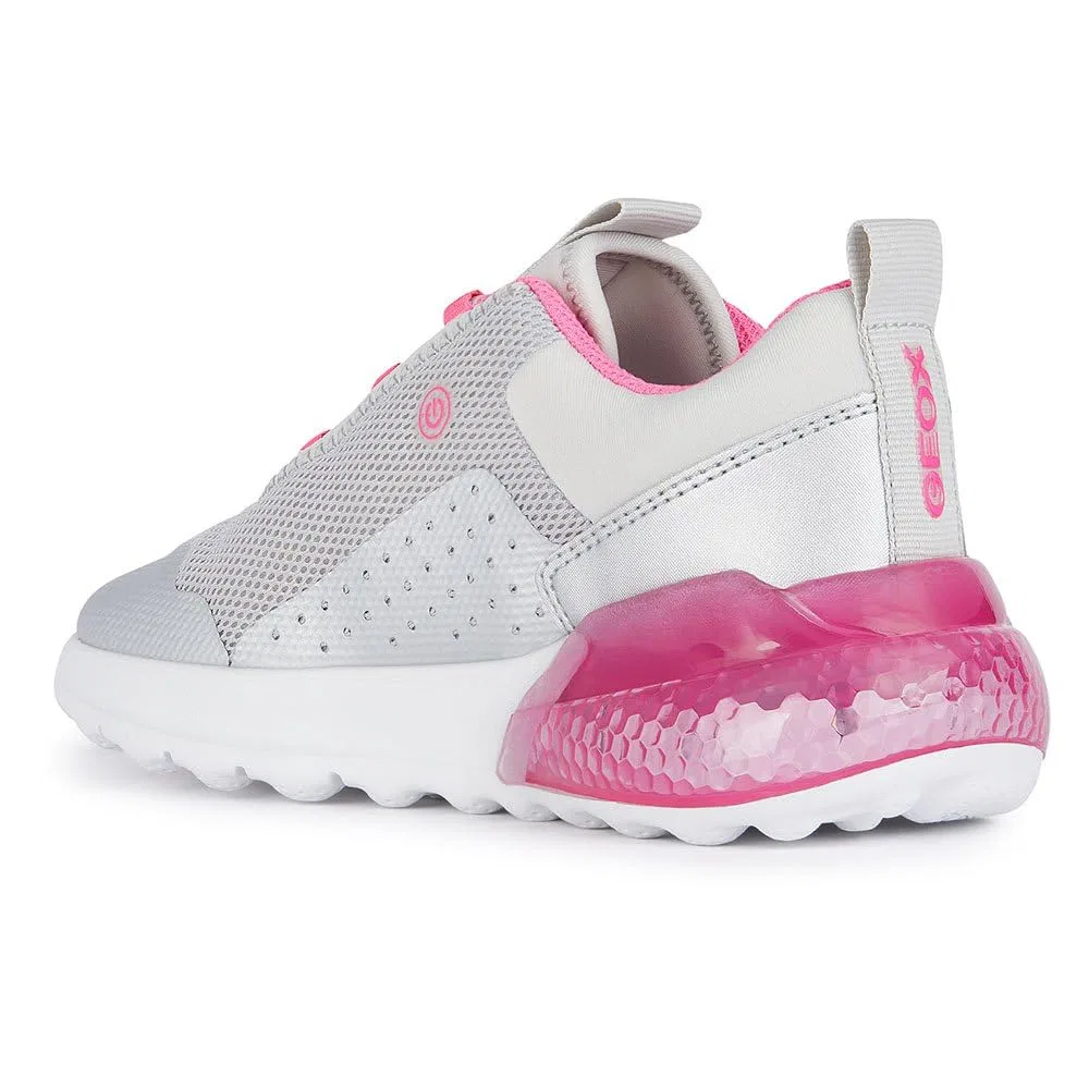 Детские кроссовки для девочек со светодиодами Geox, 2-Silver Fluo Fuchsia — фото 4